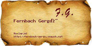 Fernbach Gergő névjegykártya